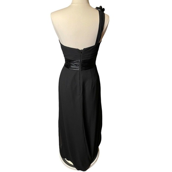 BILL LEVKOFF NEW Black One Shoulder Dress Extra Length Formal Bridesmaid 8-10 - Picture 5 of 7